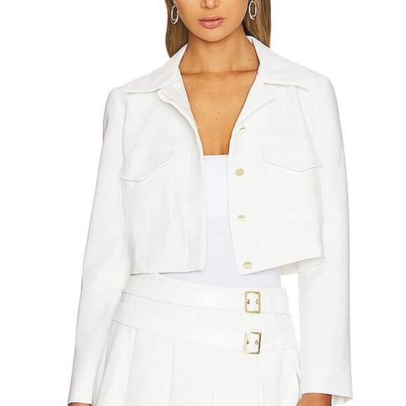Amanda Uprichard x REVOLVE Sanders Jacket in Ivory white leather crop blazer - Picture 1 of 3